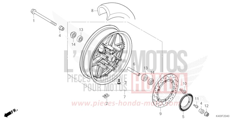 FRONT WHEEL for Forza 125 MAT CARNELIAN RED METALLIC (R384) from 2022